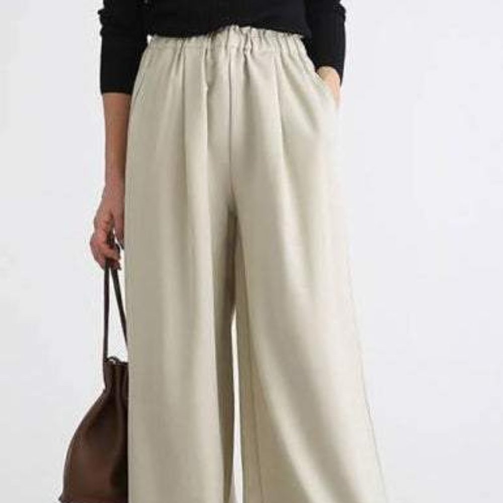 Liwisi Japanese Elastic Waist Tuck Maxi Wide Pants